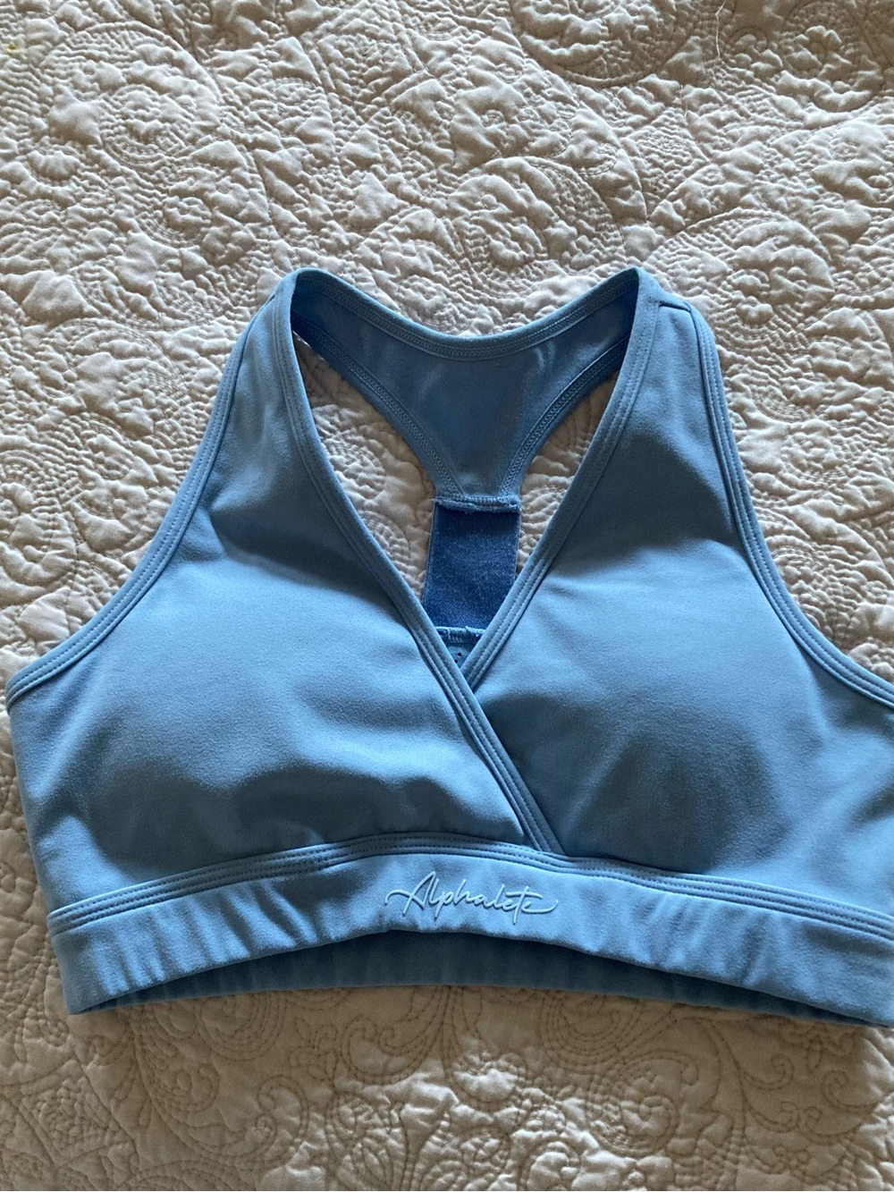 Alphalete Blue Crossover Racerback Sports Bra